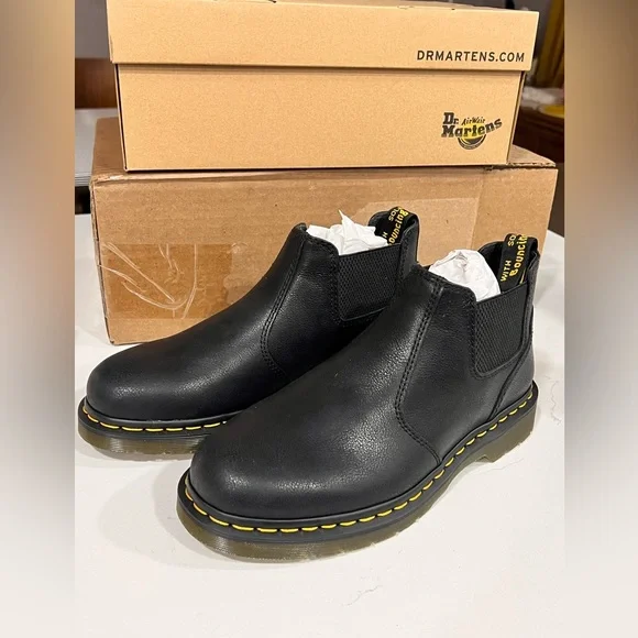 Dr. Martens Black Leather Chelsea Boots with Yellow Stitching - Picture 2 of 7